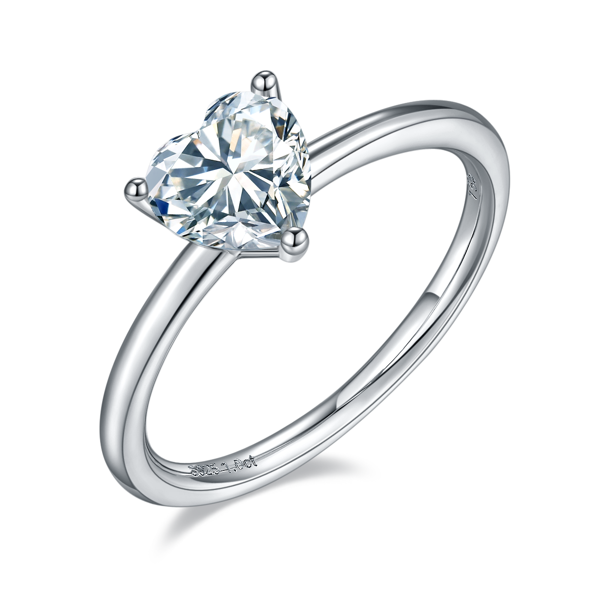 Classic heart-shaped S925 silver plated white gold moissanite diamond women's ring 1.0 carat D-grade